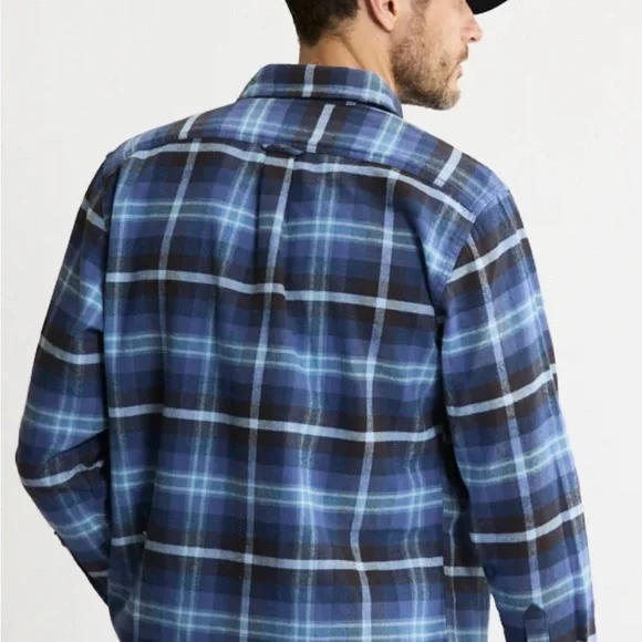 JachsNY Men’s Heritage Flannel Blue Plaid Shirt - Picture 3 of 6